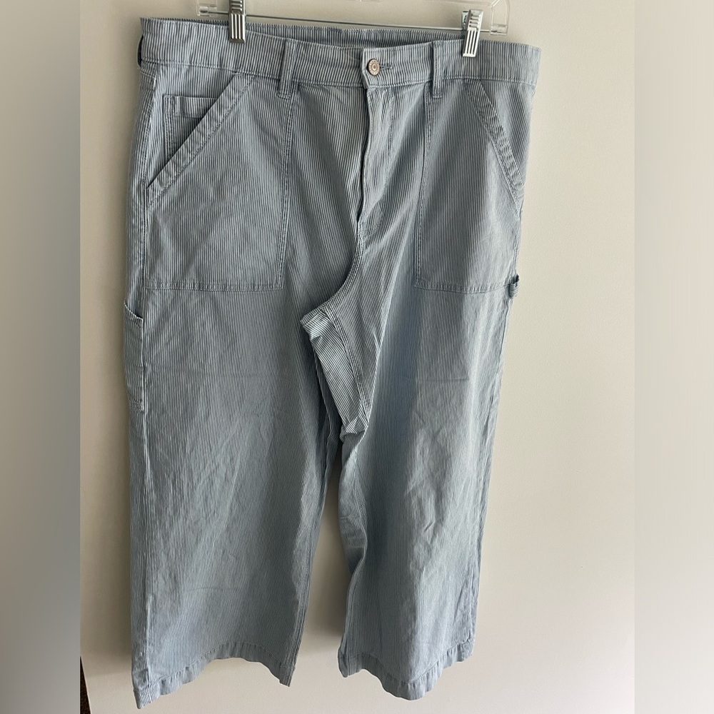 American Eagle Outfitters Super High Rise Baggy Wide Leg Conductor Stripe - Picture 2 of 9